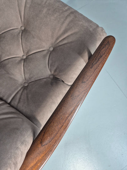 Vintage Guy Rogers New Yorker Longe Chair New Upholstery 1970s Retro EB11958