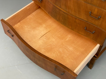 Vintage 1950s Walnut Tallboy Chest Of Drawers Danish Retro EB10830