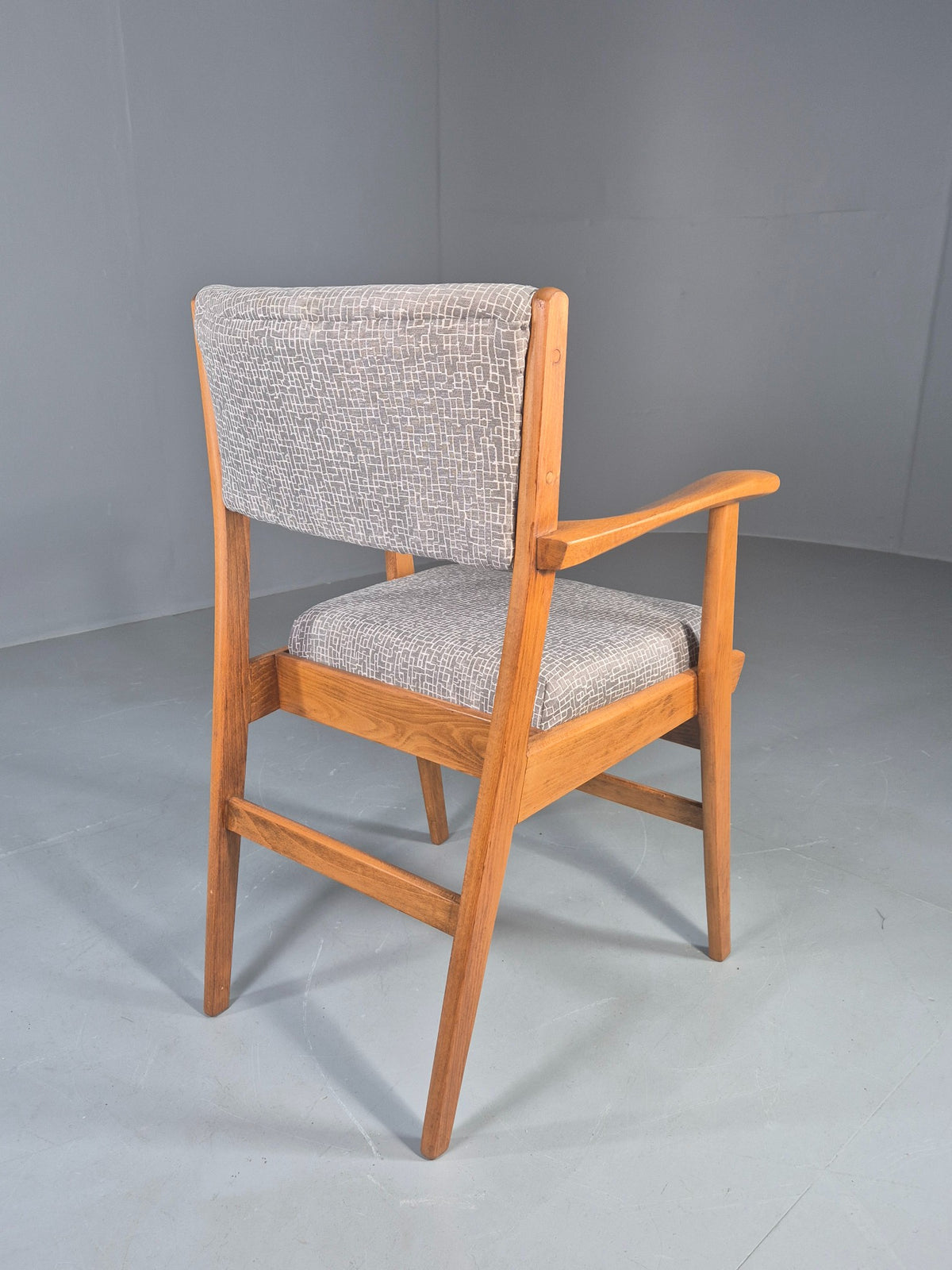Vintage Mid Century Elbow Chair with New Upholstery 1950s Retro EB12983