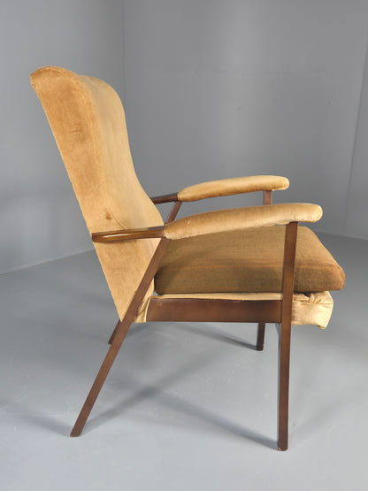 Vintage 1960s Lounge Chair Hardwood Frame with High Back Retro MCM EB11827