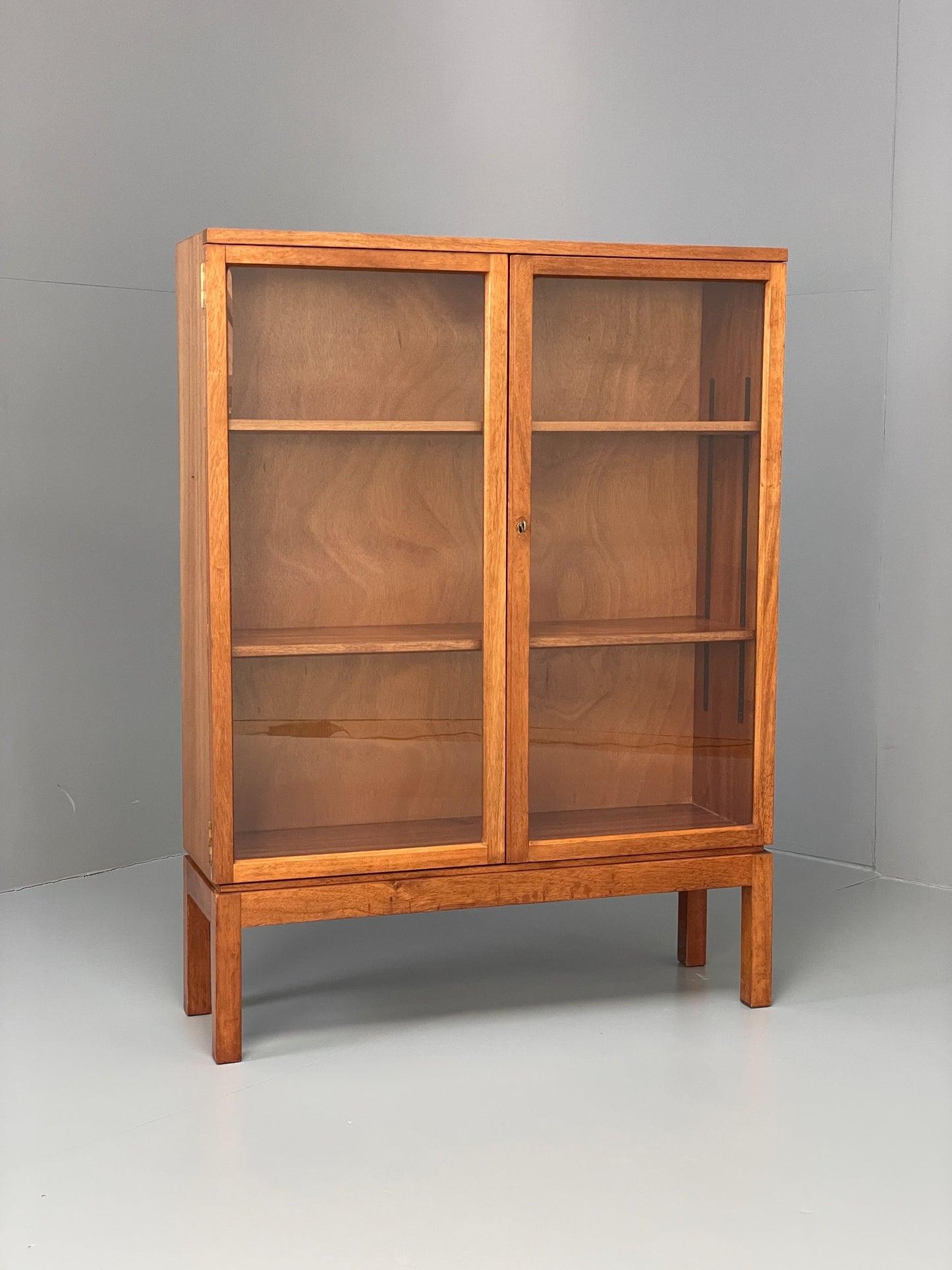 Vintage Bookcase Enham Military Glass Doors 1960s Midcentury Mahogany EB12609
