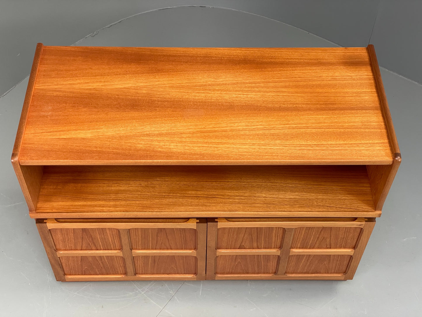 Vintage Teak Media Unit Tv Nathan Squares Design Retro EB11973