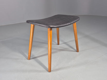 Vintage Mid Century Danish Footstool black vinyl Retro 1960s EB12093
