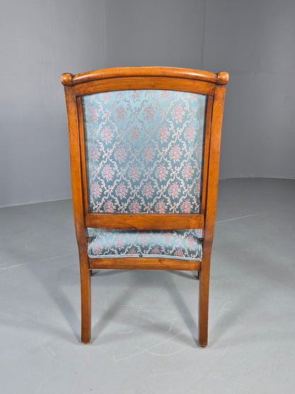 Antique Mahogany Arm Chair Louis Phillipe Style Floral Damask EB12858