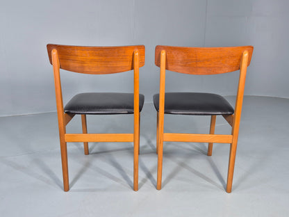 2 Vintage 1960s Dining Chairs Beech Teak and Vinyl Retro Mid Century EB12636