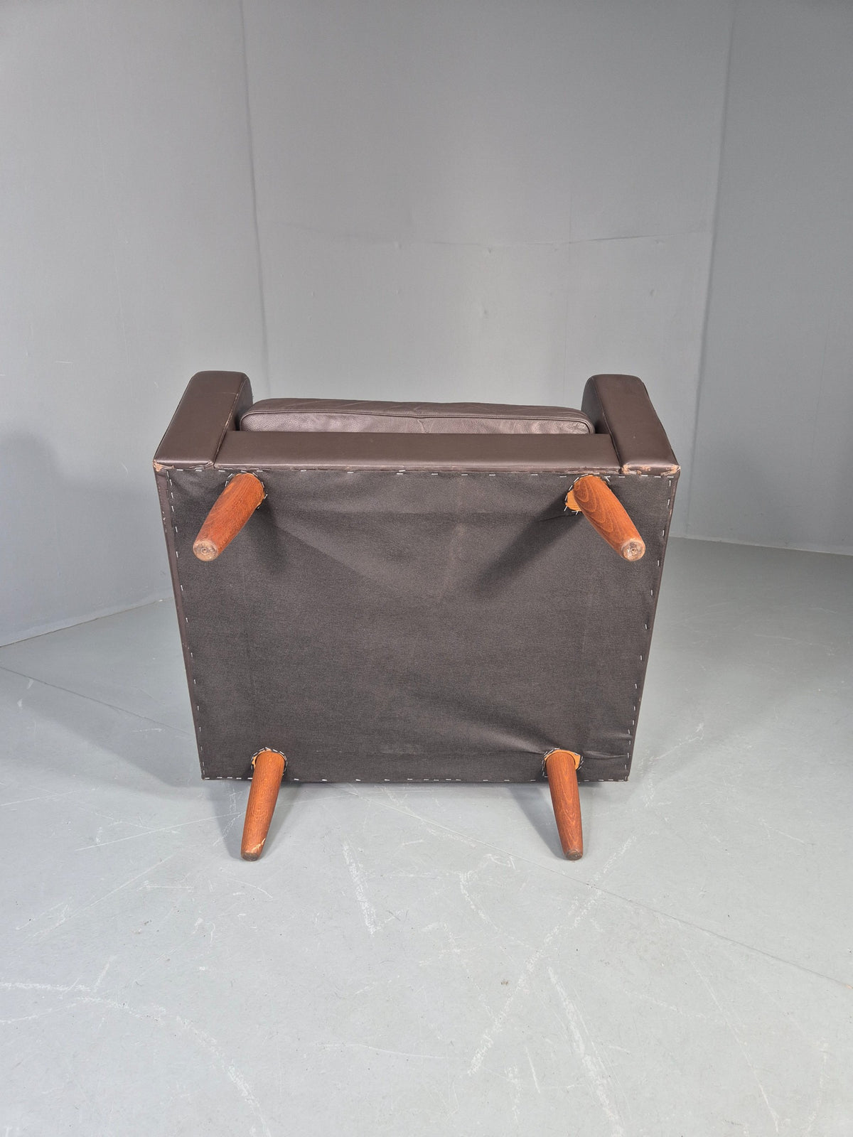 Vintage Danish Design Lounge Chair Brown Leather 1960s High Back MCM  EB13064