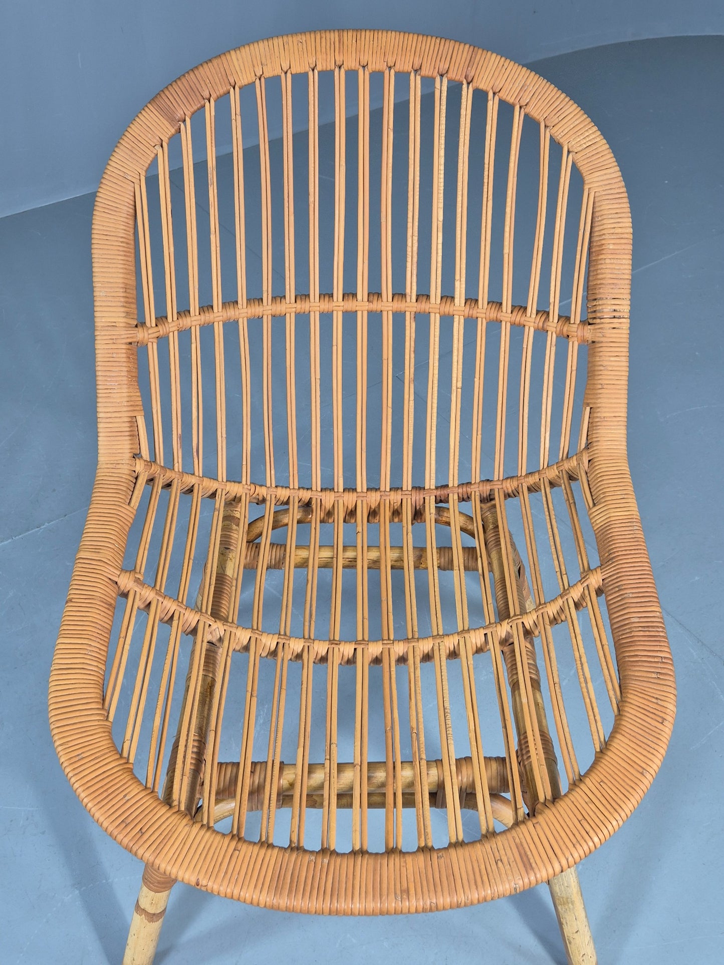 Vintage 1970s Cane Tub Chair New Cushion Retro EB12267