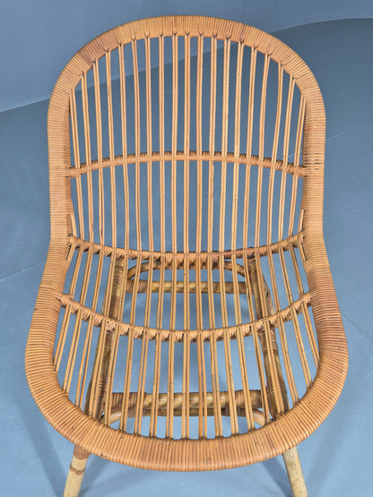 Vintage 1970s Cane Tub Chair New Cushion Retro EB12267