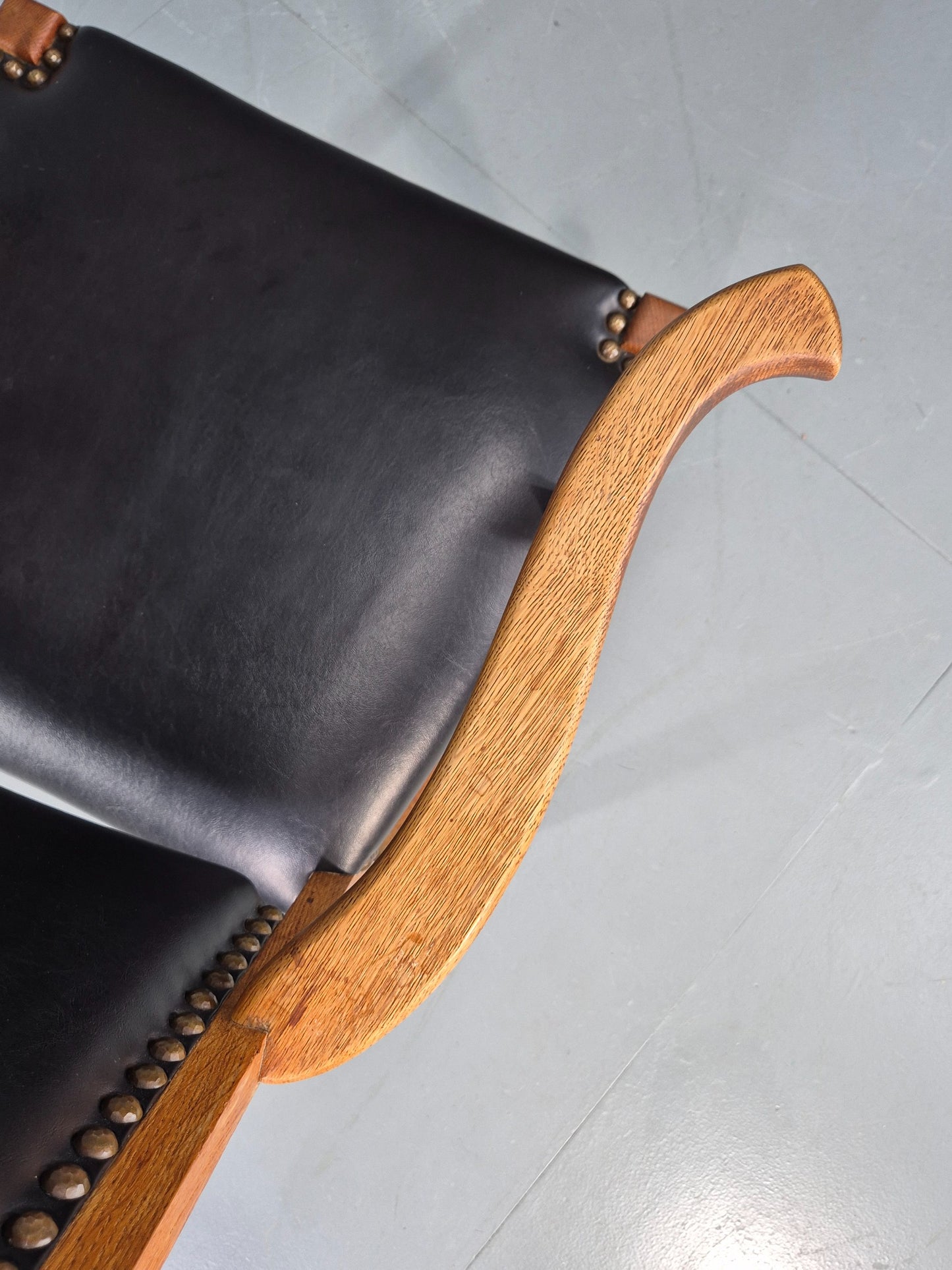 Vintage Danish Rocking Chair Honey Oak Frame Kjaernulf Style Retro 1970s EB12691