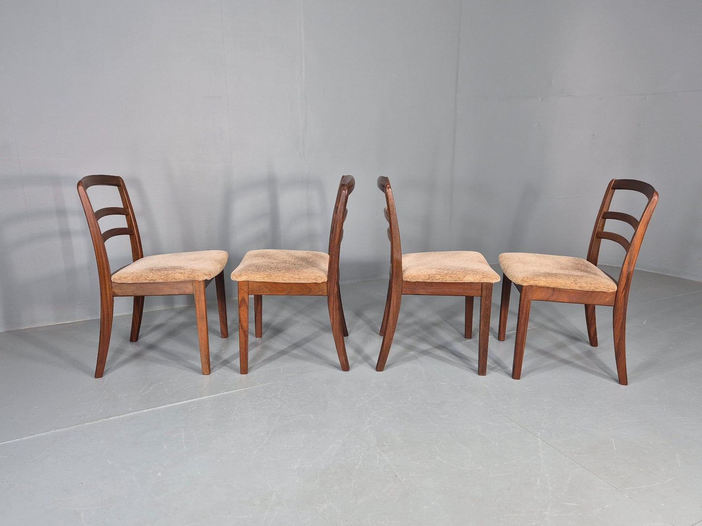 4 Vintage G Plan Dining Chairs Teak Frames Retro 1970s Original EB12175