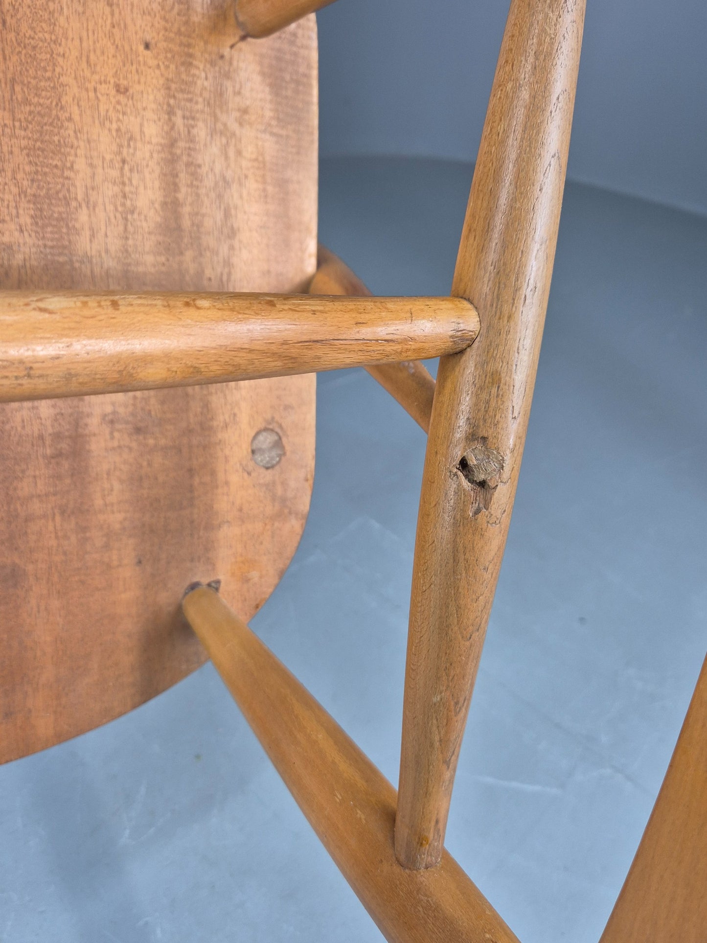 Vintage Ercol Rocker Blonde Wood Blue Badge 1960s Retro EB12308