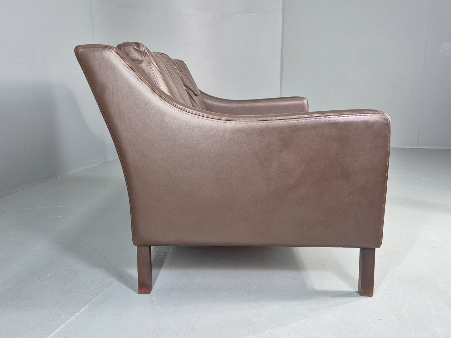 Vintage Mid Century 2 Seater Sofa Brown Leather Danish 1970s Retro MCM EB12468