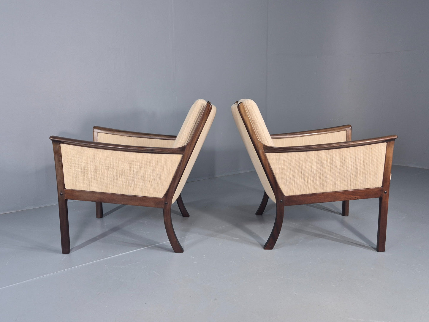2 Vintage Ole Wanscher Mid Century Lounge Chairs P Jeppesen 1960s Retro EB12319
