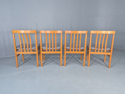 4 Vintage Mid Century Dining Chairs 1970s Retro New Upholstery Beech EB12785
