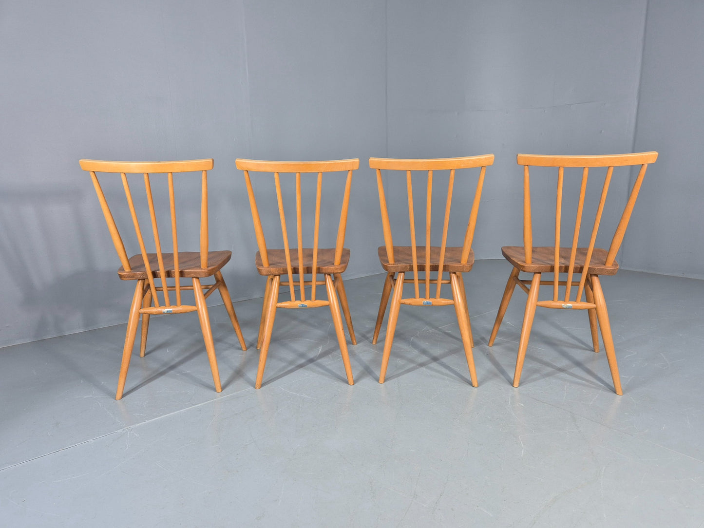 4 Ercol 391 Dining Chairs in Blonde Wood 1960s Retro MCM EB12549