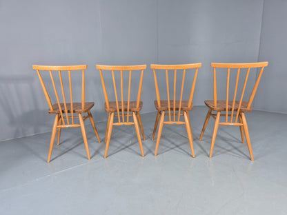 4 Ercol 391 Dining Chairs in Blonde Wood 1960s Retro MCM EB12549
