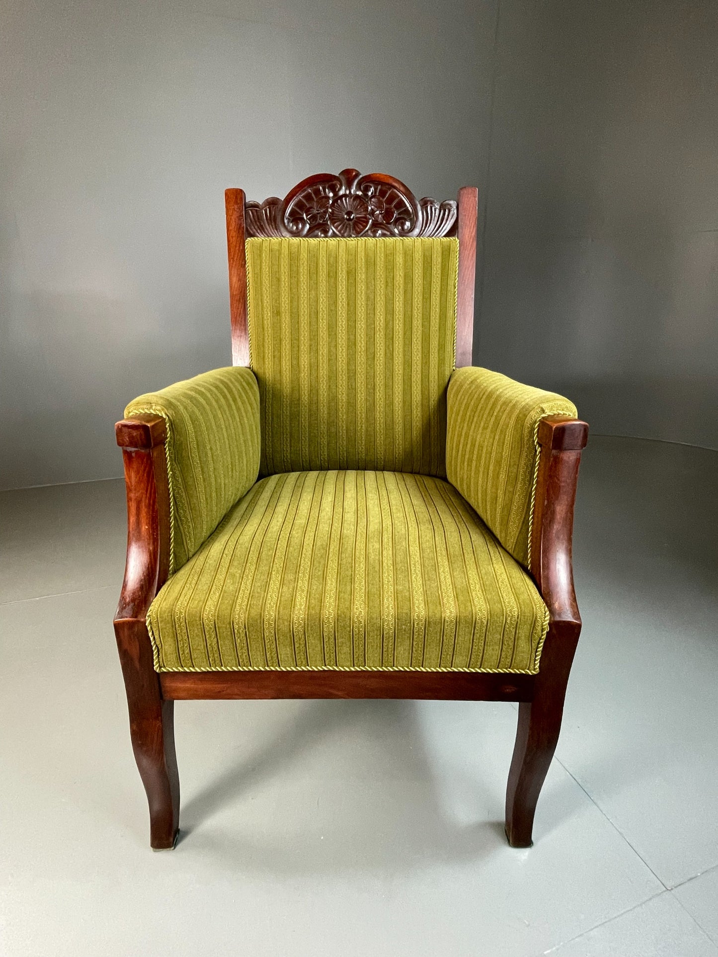 Antique Danish Lounge Chair Throne Type 1900s Green EB04587
