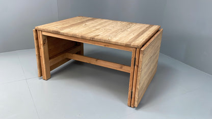 Vintage Ping Dining Table Extending Drop Leaf Chunky Solid Rustic EB10867