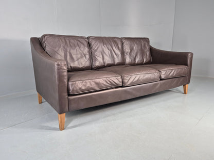 Vintage Scandinavian Style 3 Seat Sofa Sofa.com Brand Brown Leather EB12307