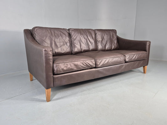 Vintage Scandinavian Style 3 Seat Sofa Sofa.com Brand Brown Leather EB12307
