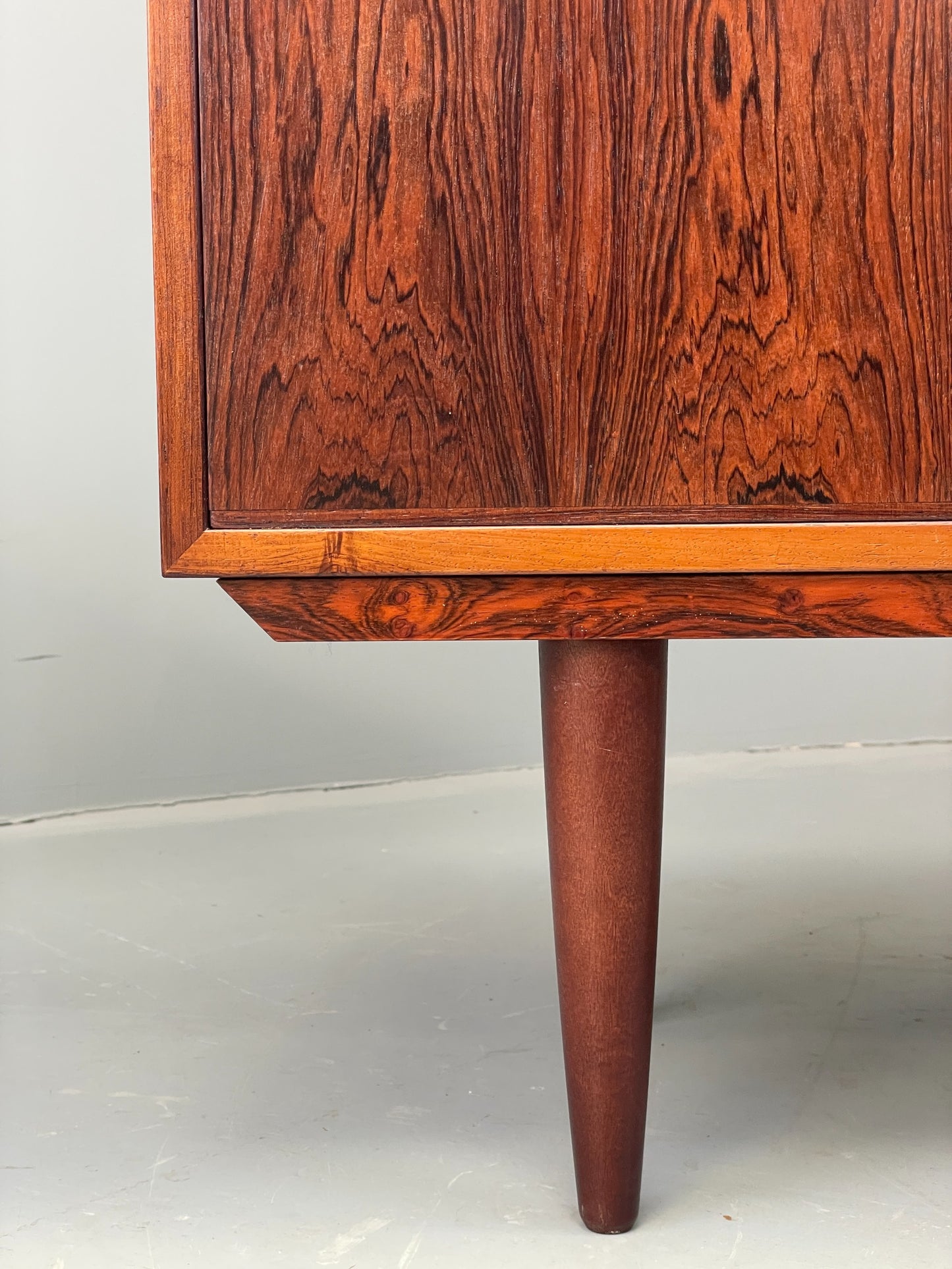 Vintage 1960s Danish Cabinet Mid Century Darkwood Drop Door Shelving EB12355