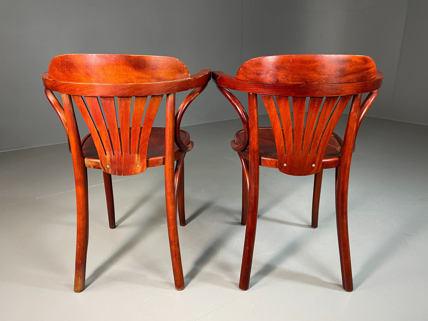 2 Bistro Chairs Thonet style Mahogany Colour Late Twentieth Century EB06253