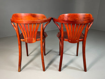2 Bistro Chairs Thonet style Mahogany Colour Late Twentieth Century EB06253