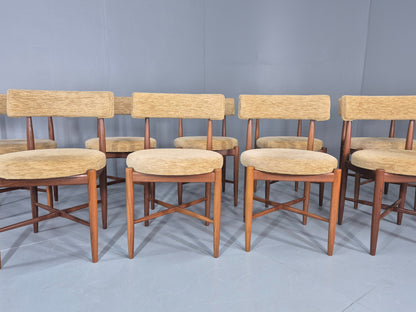 10 Vintage G Plan Dining Chairs Circle Seat Model Teak Frames Chenille EB12027