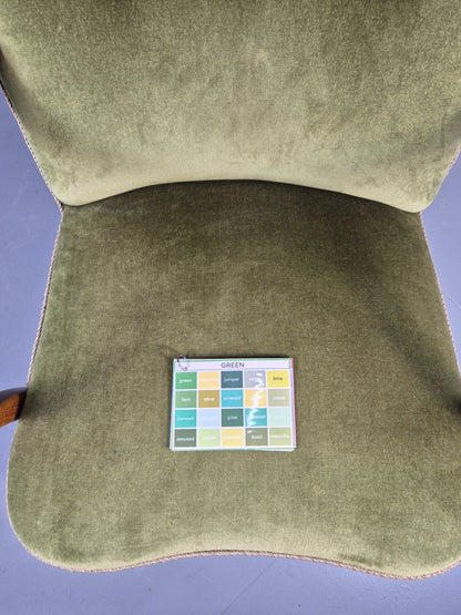 Vintage Mid Century Armchair Danish Slagelse Mobler Green Velour Retro EB12462