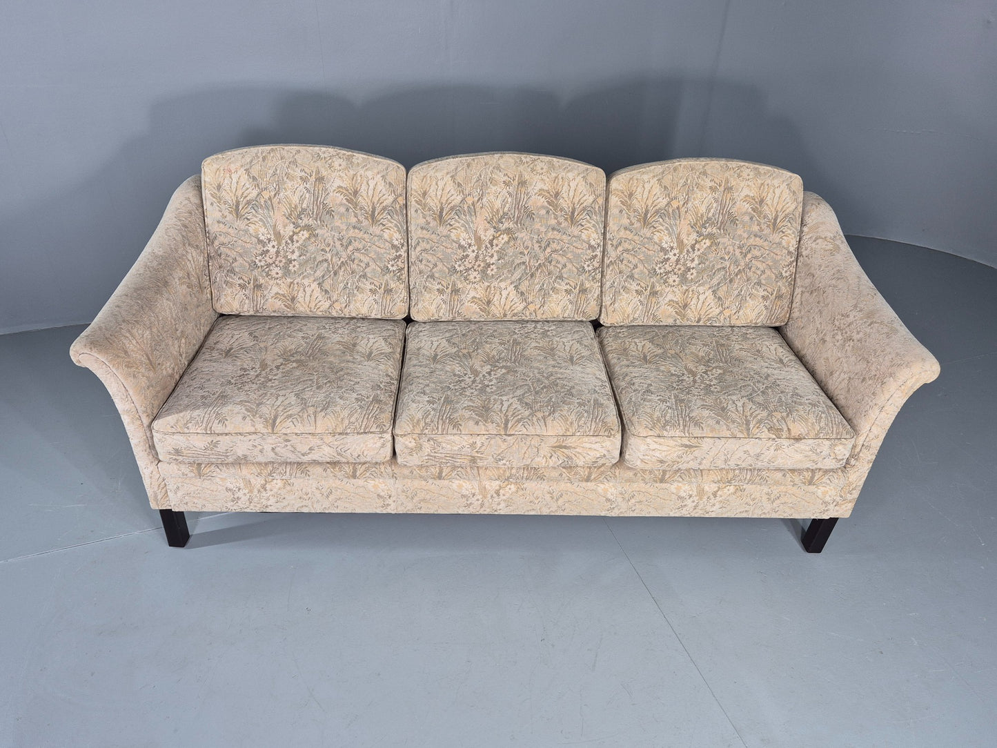 Vintage Danish 3 seater Sofa 1980s Floral Cotton Velour retro MCM EB12562