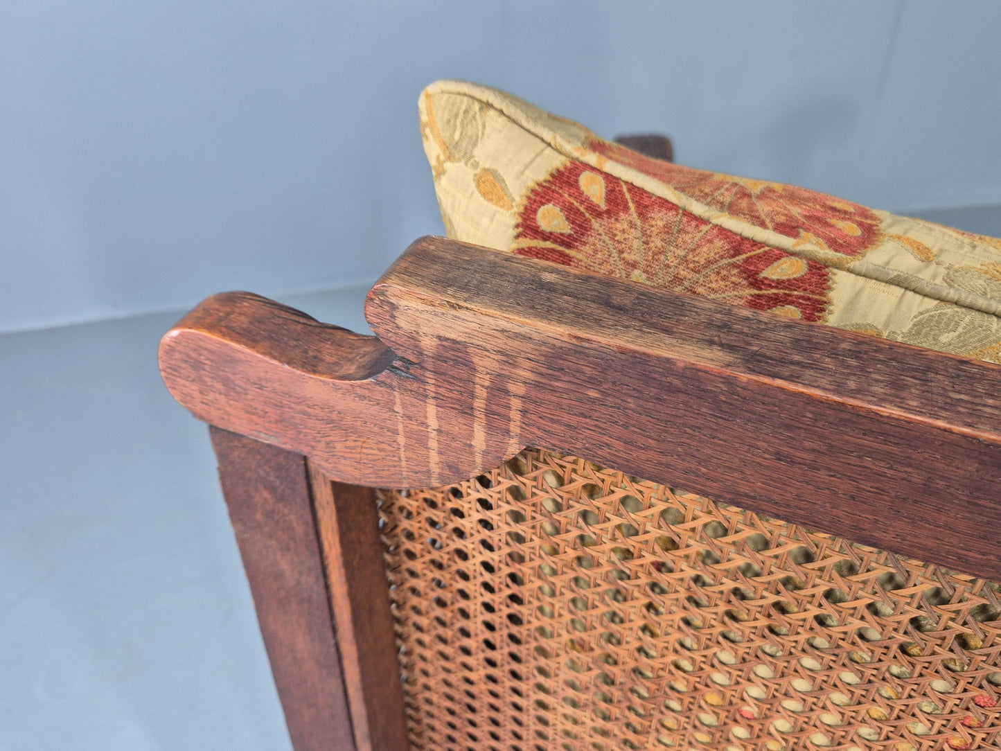Vintage Danish Oak Lounge Chair Antique Bergere Carving Baroque 1920s EB12677