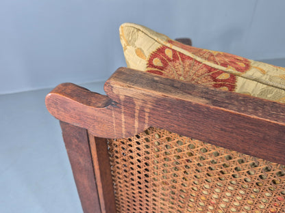 Vintage Danish Oak Lounge Chair Antique Bergere Carving Baroque 1920s EB12677