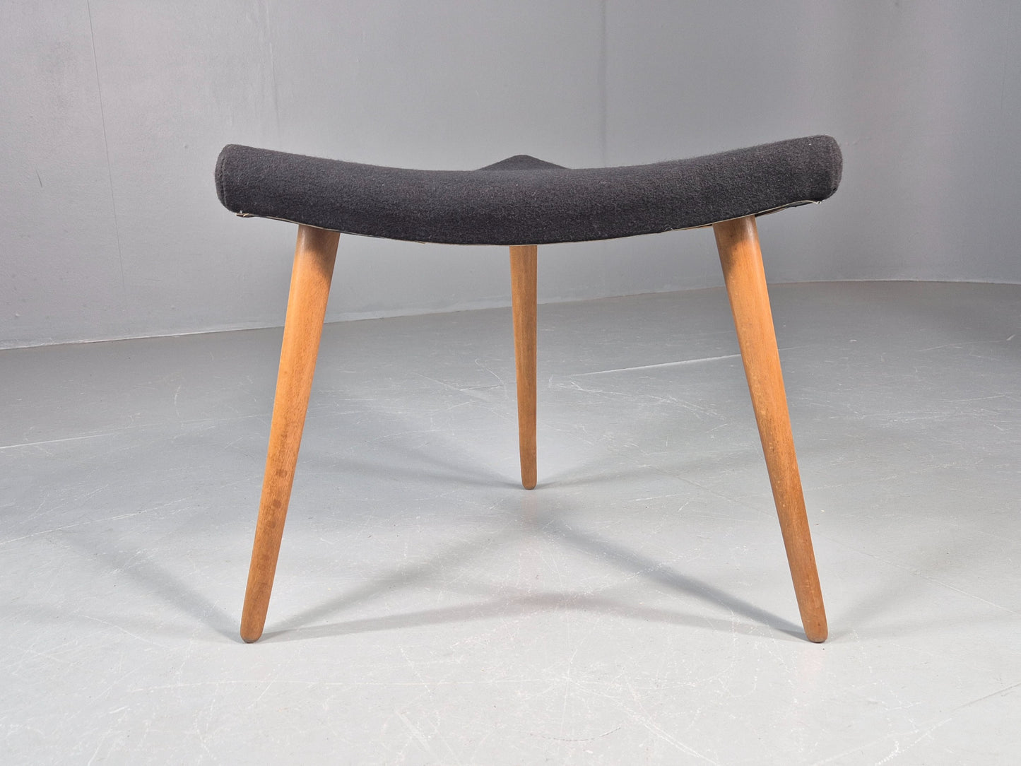 Vintage Danish Mid Century Footstool Triangular Black Cloth 1960s Retro EB12155