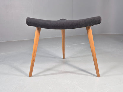 Vintage Danish Mid Century Footstool Triangular Black Cloth 1960s Retro EB12155