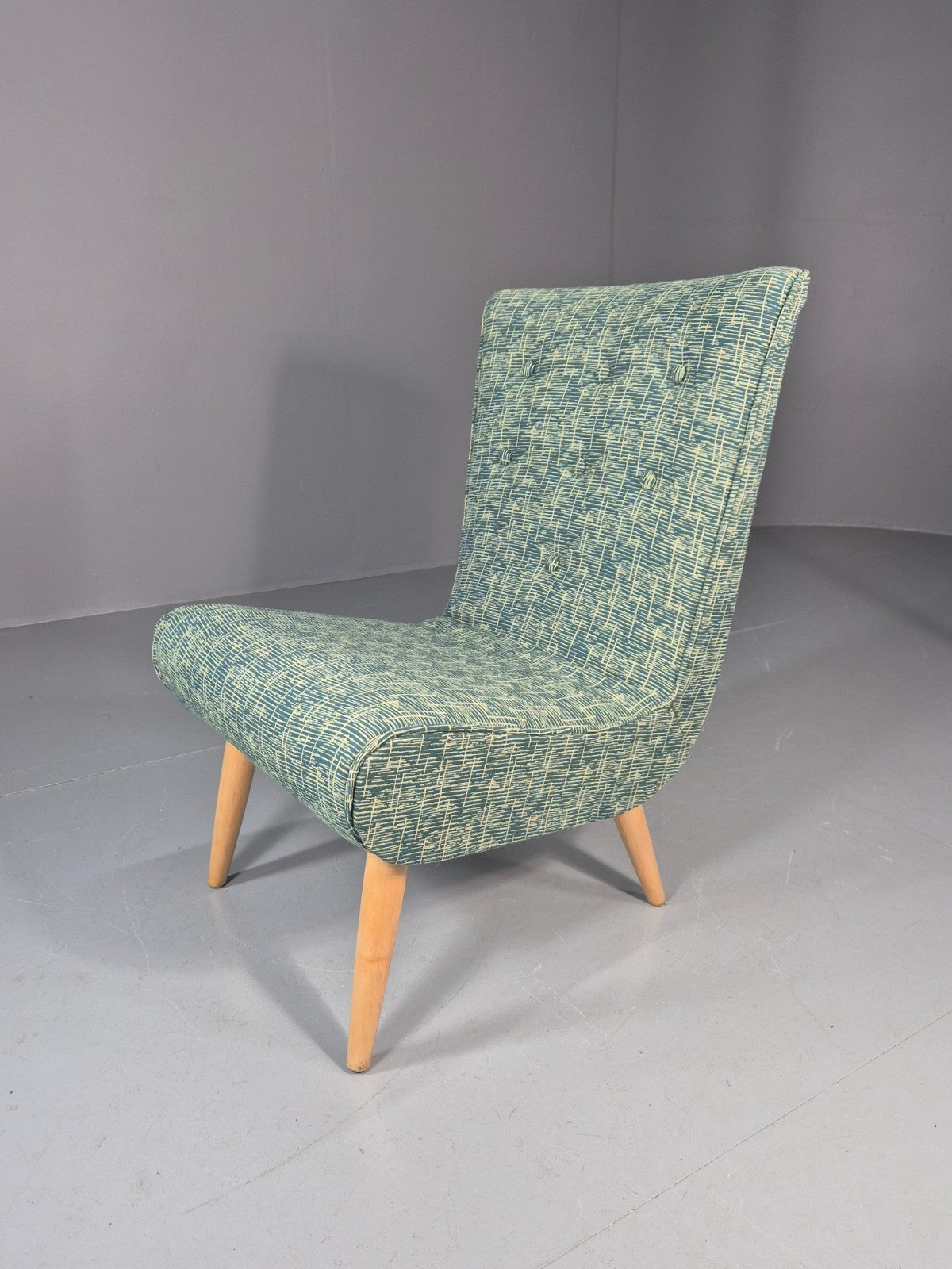 Vintage Swedish Retro Chair Newly Upholstered Hobby Chair Drawer EB11084