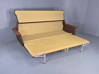 Vintage 1960s Sofa Bed Danish Green and Teak details Mid Century Classic EB09336