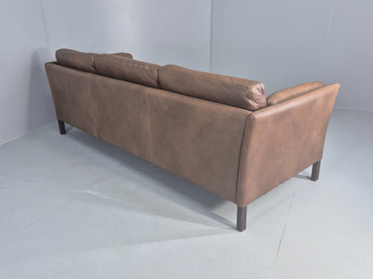 Vintage Thams 3 seater Sofa 1970s Denmark Leather Upholstery Retro MCM EB12446