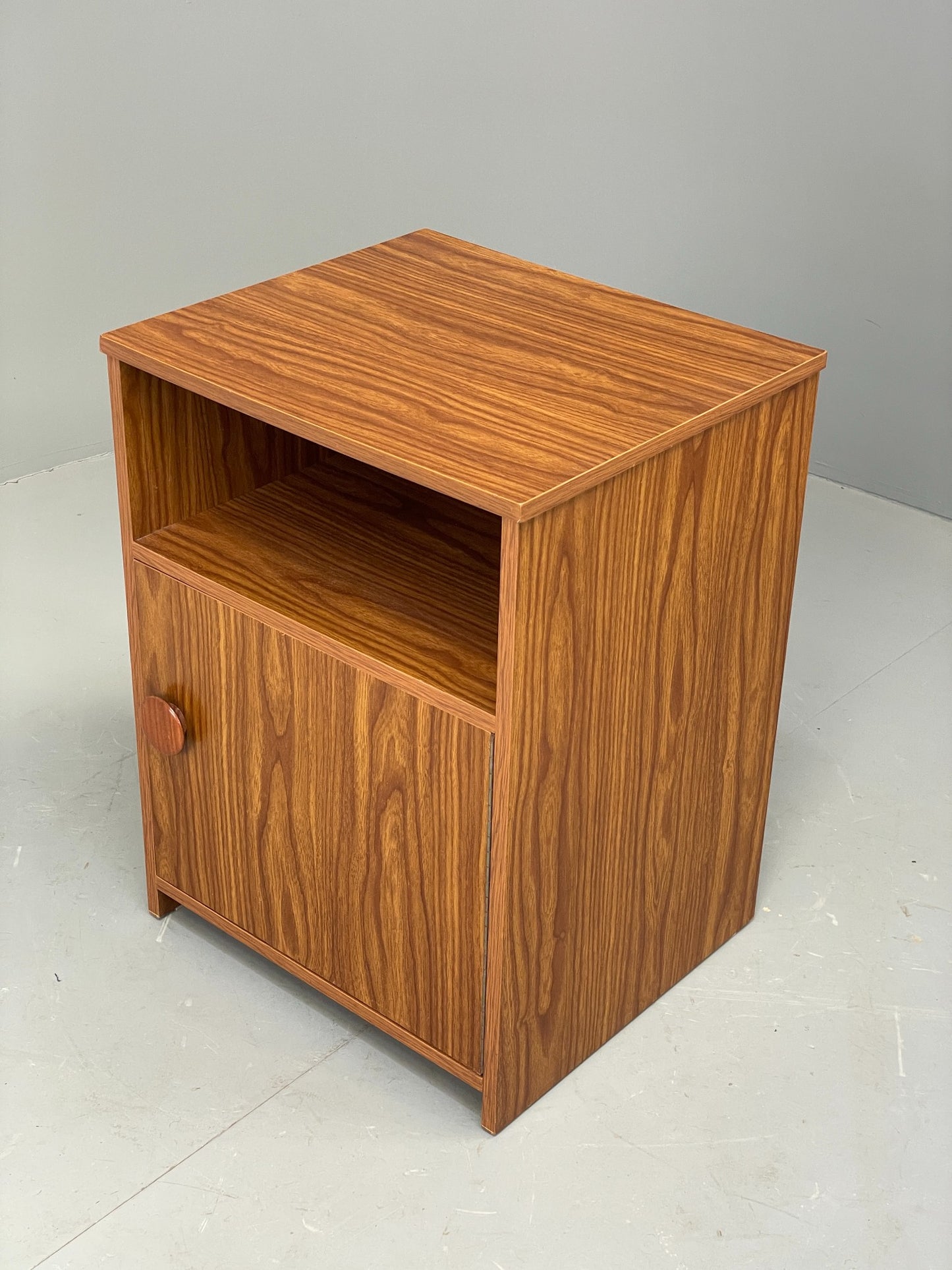 Vintage 1970s Bedside Cabinet Mid Century Style Wood Effect Teak Handle EB12504