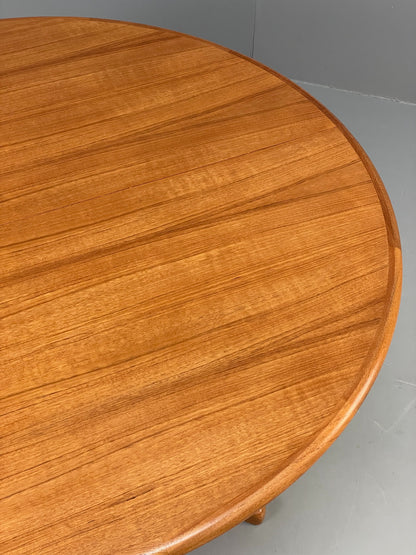 Vintage Teak Dining Table Circular Danish Retro Design 1970s EB12074