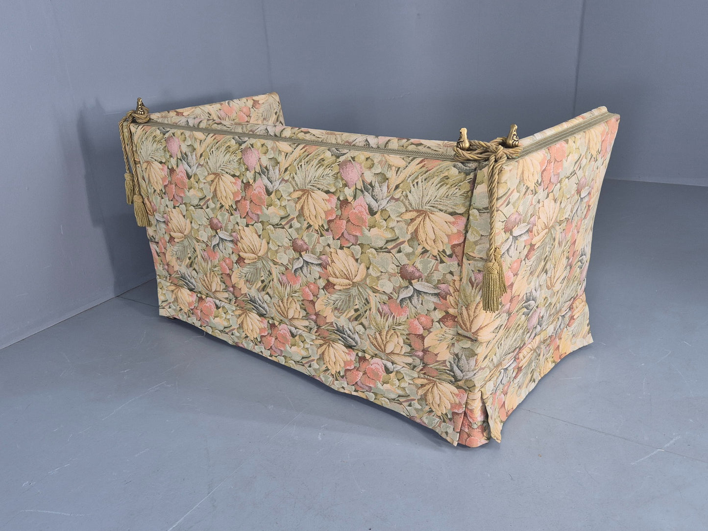Vintage Danish 2 Seater Sofa Knole Style Drop End Floral Cotton EB12721