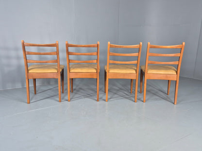 4 Vintage Mid Century Dining Chairs Beech Frames Vinyl Schreiber 1970s  EB12463