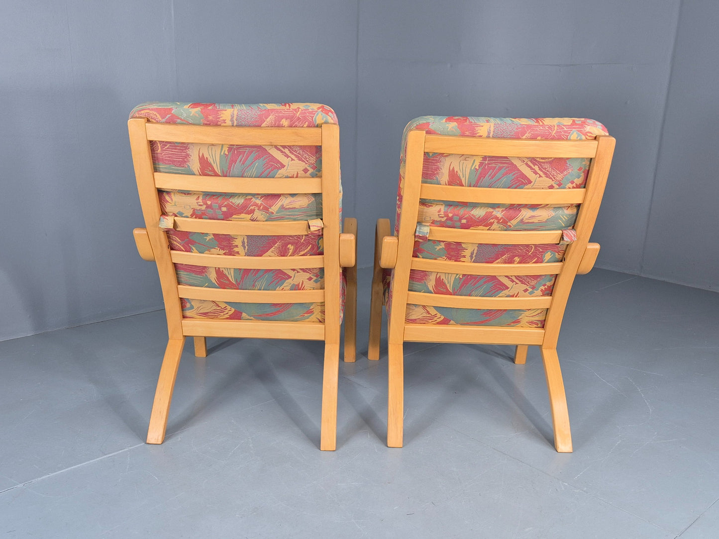 2 Vintage 1980s Lounge Chairs by Stouby Bentwood frame Retro MCM  EB12833