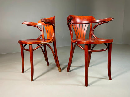 2 Bistro Chairs Thonet style Mahogany Colour Late Twentieth Century EB06253