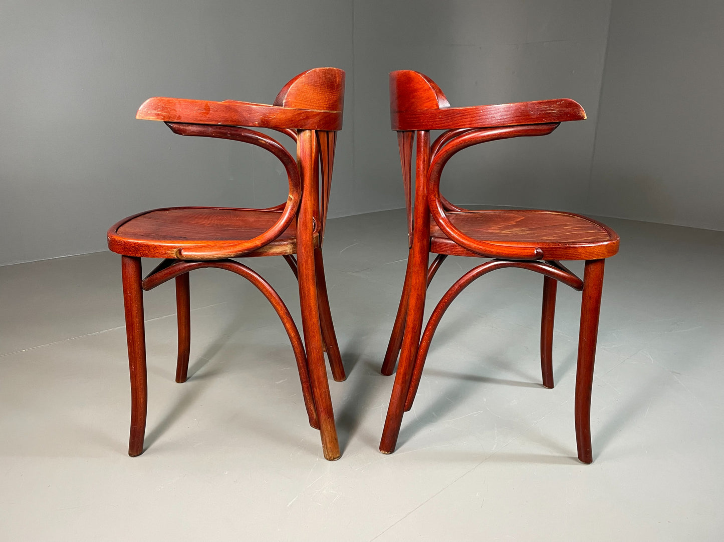2 Bistro Chairs Thonet style Mahogany Colour Late Twentieth Century EB06253