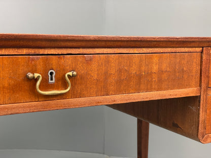 Vintage 1950s Mahogany Desk Mid Century Danish Drawers Brass EB10820