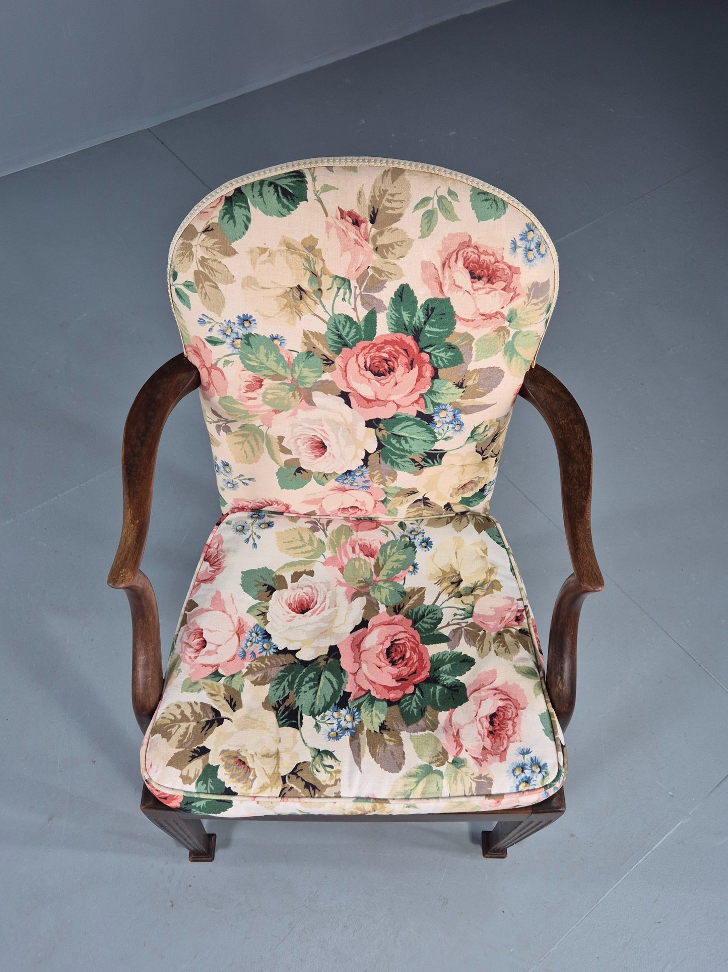 Vintage Parker Knoll Armchair in Floral Cotton Print 1950s Retro EB12536
