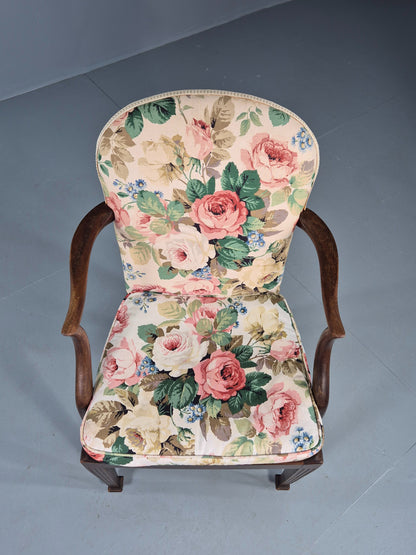 Vintage Parker Knoll Armchair in Floral Cotton Print 1950s Retro EB12536