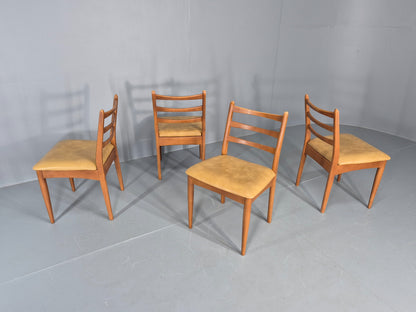 4 Vintage Mid Century Dining Chairs Beech Frames Vinyl Schreiber 1970s  EB12463
