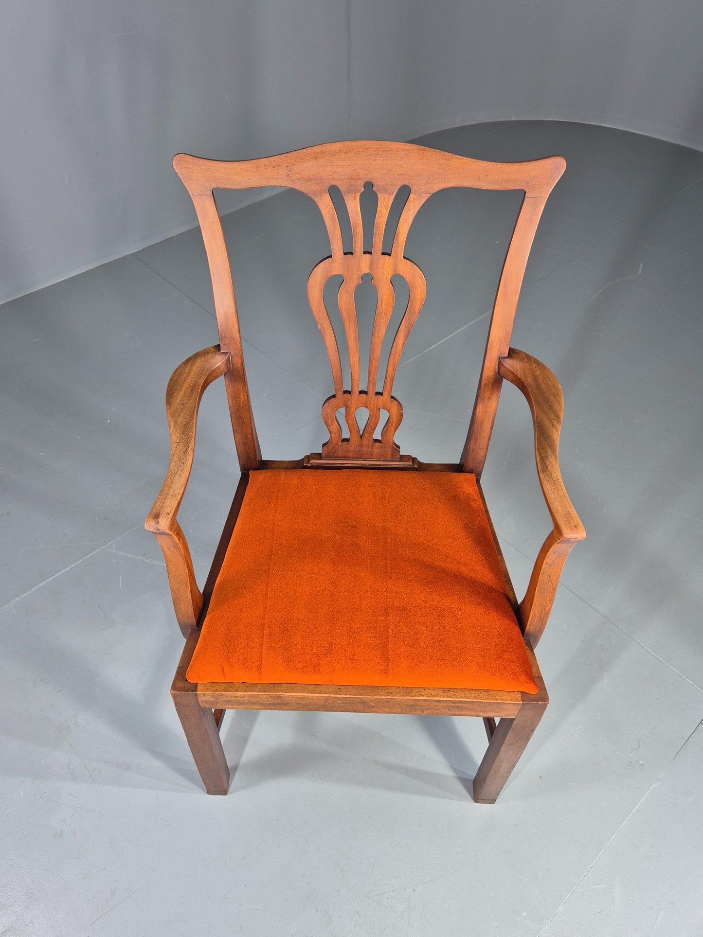 Hepplewhite Revival Oak Elbow Chair Antique New Seat Pad EB11931