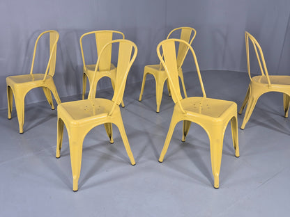 6 Yellow Tolix Stlye Stacking Chair VG Condition Vintage Industrial  EB12579